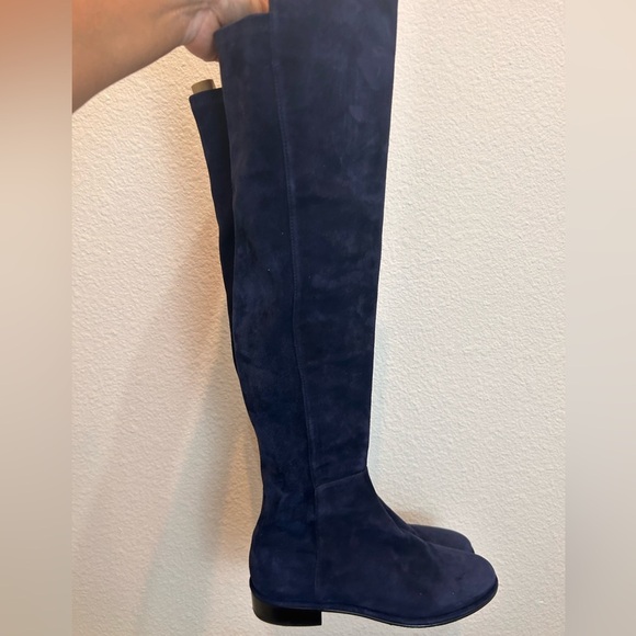 Stuart Weitzman Greer city blue suede knee high winter fall preppy long boots - Picture 4 of 10